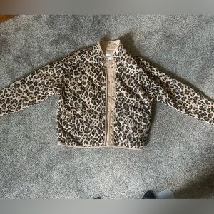 Oversized Leopard Print Bomber Jacket